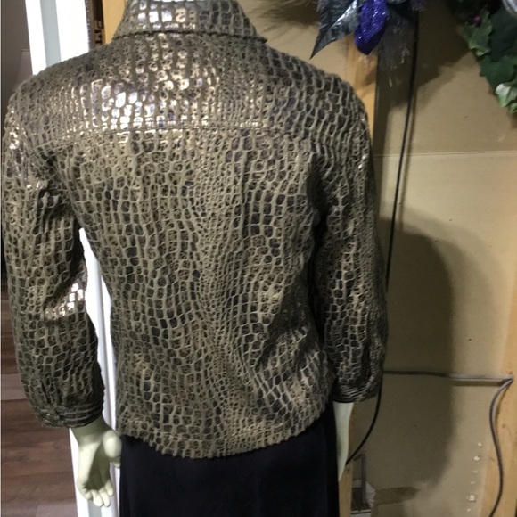 Ruby Rd Zip Up Brown & Gold Blazer - Picture 8 of 16